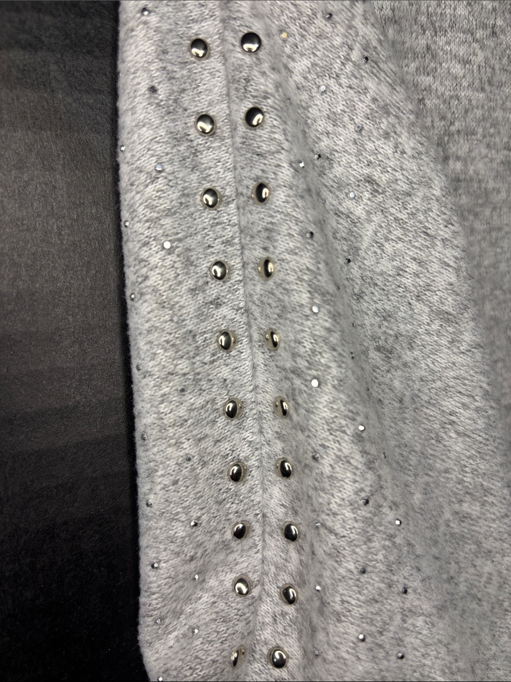 Light Gray Studded Crewneck Sweater Love Scarlett Brand Size L - Picture 5 of 5